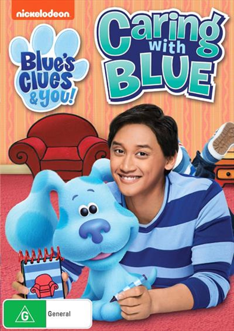 Cover of Blue's Clues and You! - Caring With Blue DVD featuring Josh and Blue in a colorful animated setting.