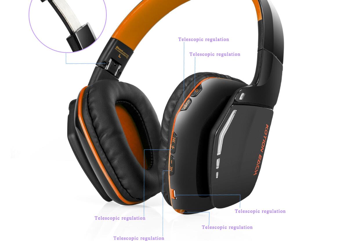 Bluetooth Headphones Wireless Headset Foldable Gaming Headset V4.1 with adjustable headband and protein leather ear cushions.