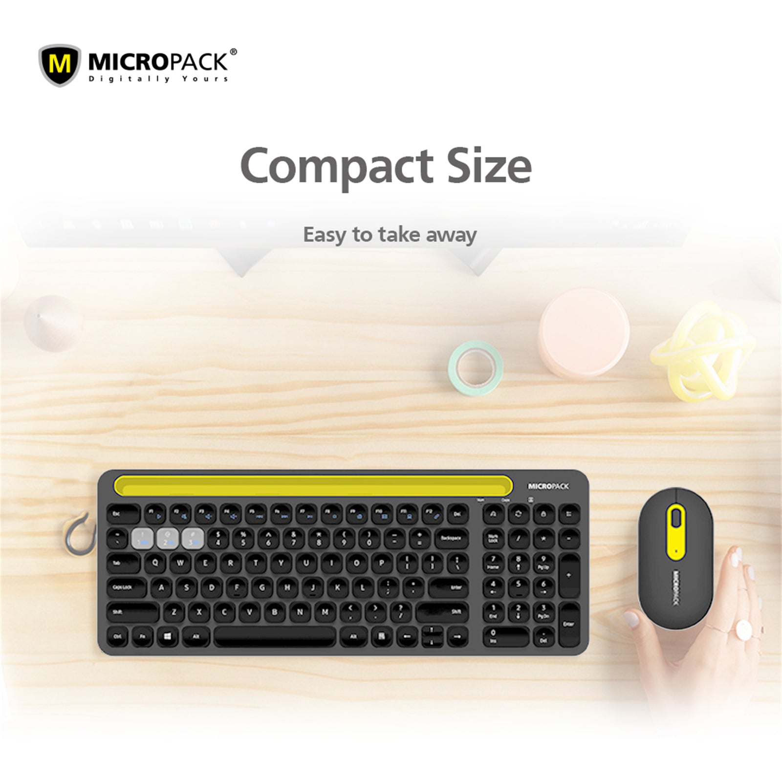 Bluetooth Wireless PC Keyboard Mouse Set featuring a sleek design, low-profile keys, and an optical mouse with 1000 DPI resolution.