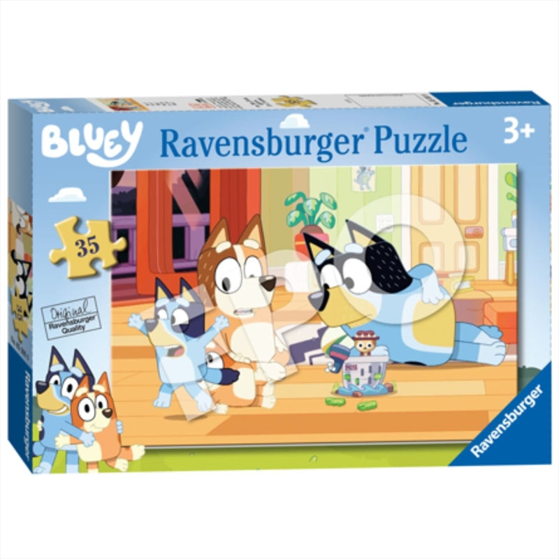 Bluey Family Time 35 Piece Puzzle featuring colorful characters from the show, perfect for family fun.