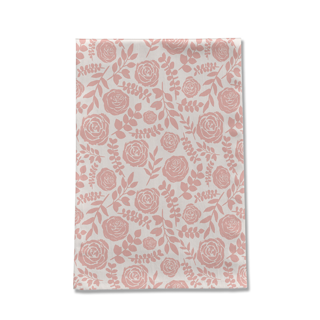 Blush Floral Tea Towel featuring a beautiful floral design on soft cotton twill fabric, perfect for kitchen use.