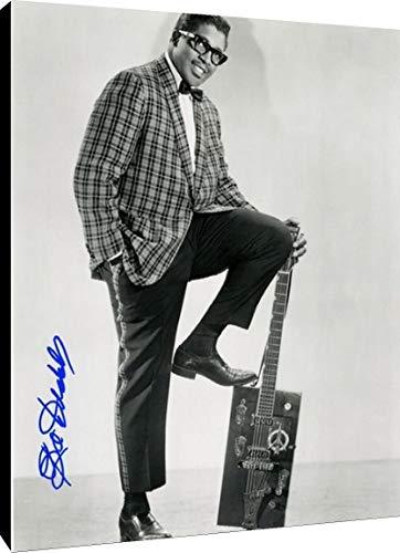 Bo Diddley Autograph Promo Print Canvas Wall Art featuring vibrant colors and a printed signature, perfect for music fans.