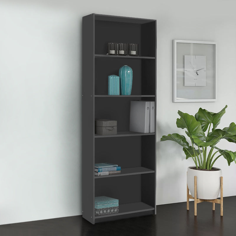 CARMELLA Anthracite Bookcase with five shelves, dimensions 58x23x170 cm, showcasing a modern design.