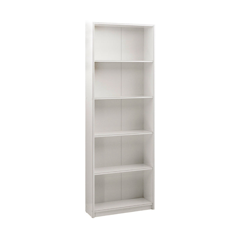 CARMELLA White Bookcase with five shelves, melamine finish, dimensions 58x23x170cm, ideal for home or office use.