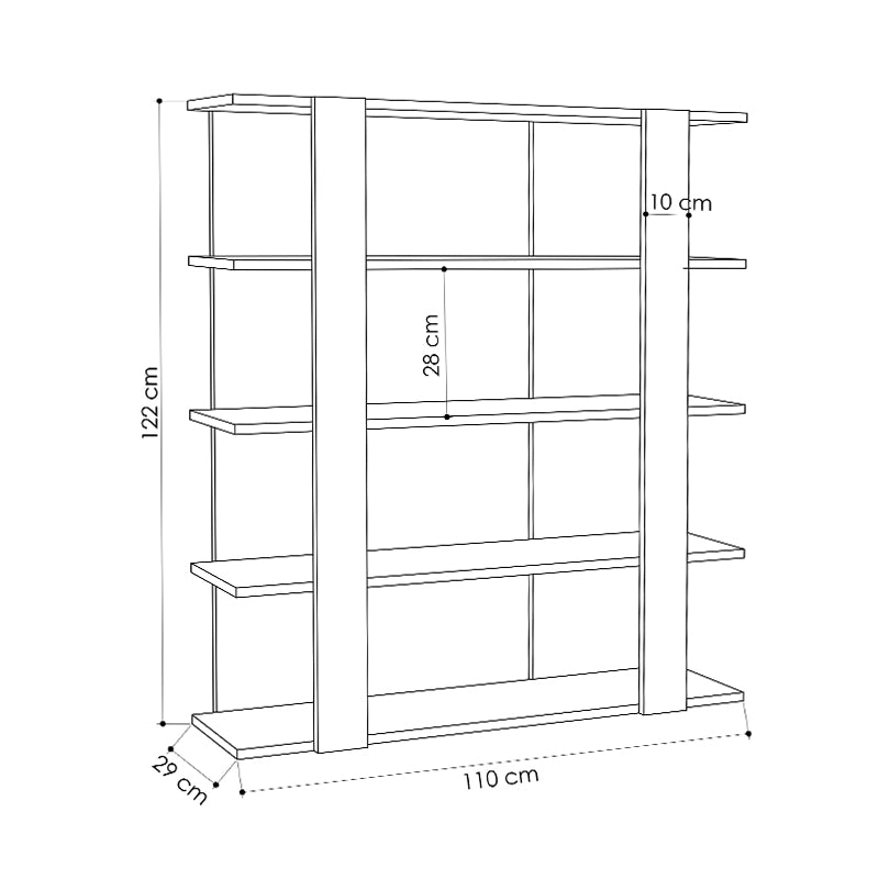 Bookcase CLARA in natural beech and anthracite, showcasing its elegant design and spacious shelves.