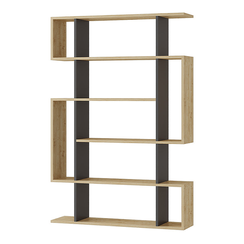 Stylish Bookcase Cordoba in oak and anthracite finish with six shelves, perfect for home or office use.