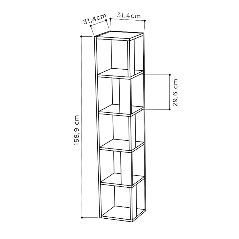 Corner bookcase SILVIA in oak color, showcasing its compact design and elegant finish, perfect for home or office use.