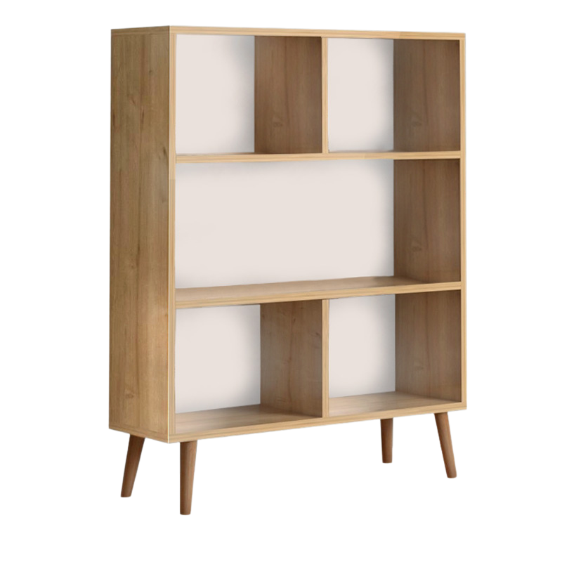 EUSEBIO Oak Bookcase with five shelves, showcasing a stylish oak finish and compact dimensions of 80x24x100cm.