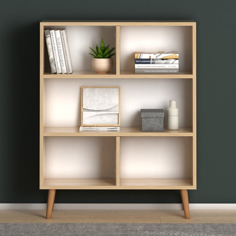 EUSEBIO Oak Bookcase with five shelves, showcasing a stylish oak finish and compact dimensions of 80x24x100cm.