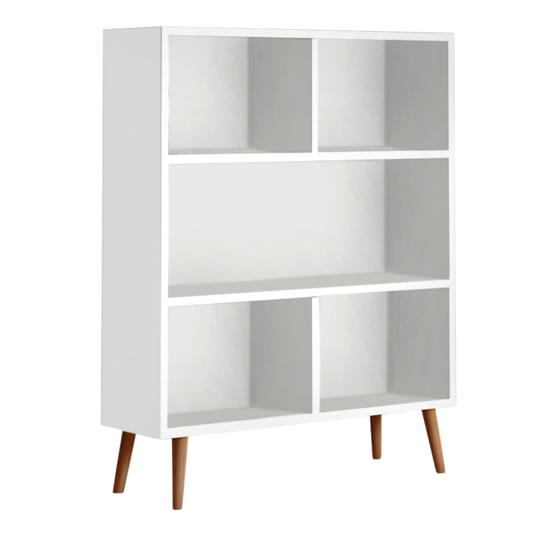 EUSEBIO White Bookcase with five shelves, measuring 80x24x100cm, showcasing a sleek melamine finish.