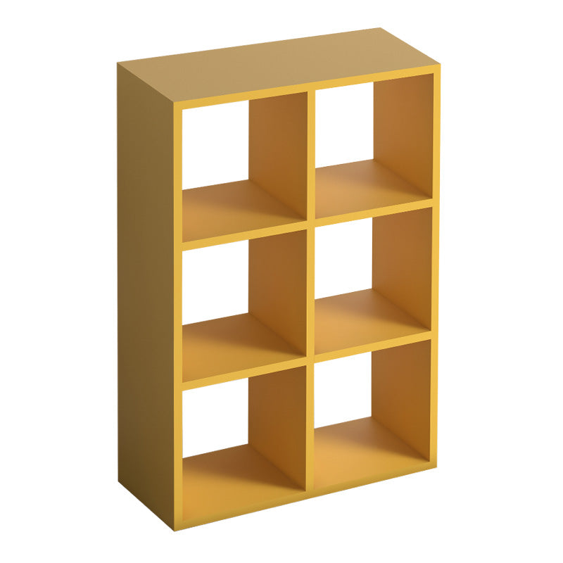 Bookcase EUSEBIO in vibrant yellow with six shelves, dimensions 73.5x34x109cm, made of durable melamine.