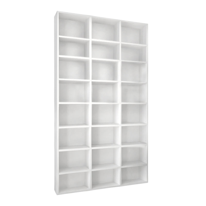 MEGA White Bookcase with adjustable shelves, modern design, and durable melamine finish, perfect for home or office use.