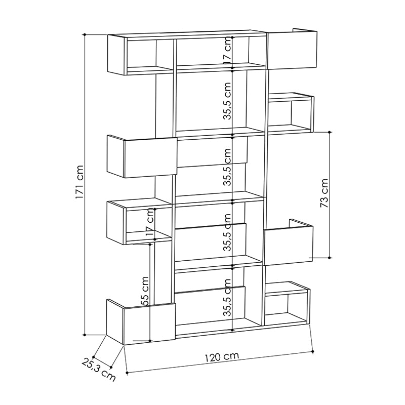 Bookcase MEXICO in white-oak finish, featuring spacious shelves and a modern design, perfect for home or office use.