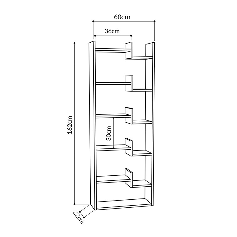 Stylish MONTREAL Bookcase in anthracite and white, featuring six shelves and modern design.