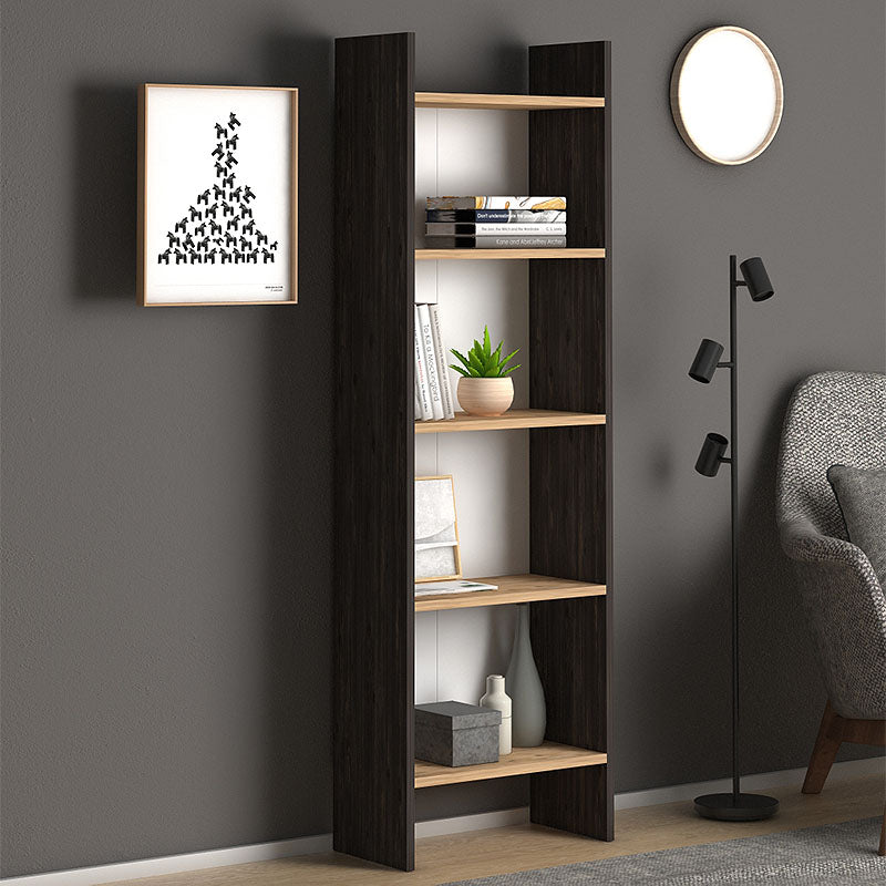 NOBLESS Grey Oak Bookcase with six shelves, stylish design, and durable melamine construction.