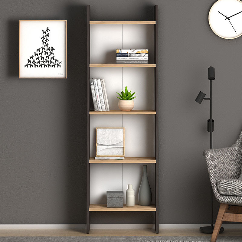 NOBLESS Grey Oak Bookcase with six shelves, stylish design, and durable melamine construction.