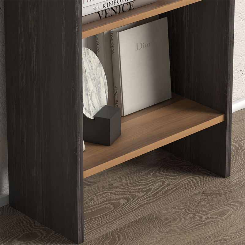 NOBLESS Grey Oak Bookcase with six shelves, stylish design, and durable melamine construction.