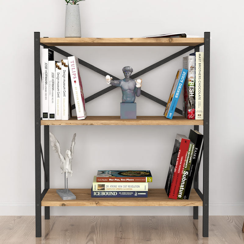 Stylish PINIA Bookcase in oak finish with three shelves, perfect for modern interiors.