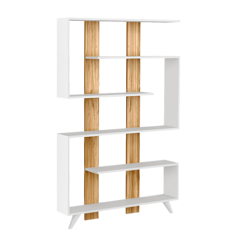 Bookcase SIGMA in white and walnut, featuring a modern design and spacious shelves for books and decor.