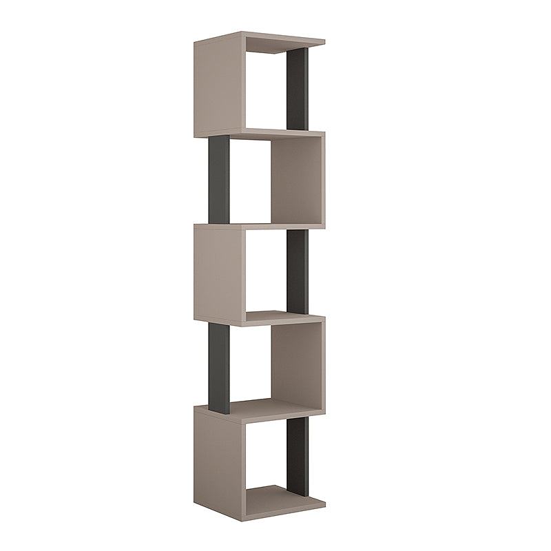 Bookcase STAIRS in light mocha and anthracite with six shelves, showcasing a modern design suitable for home or office use.