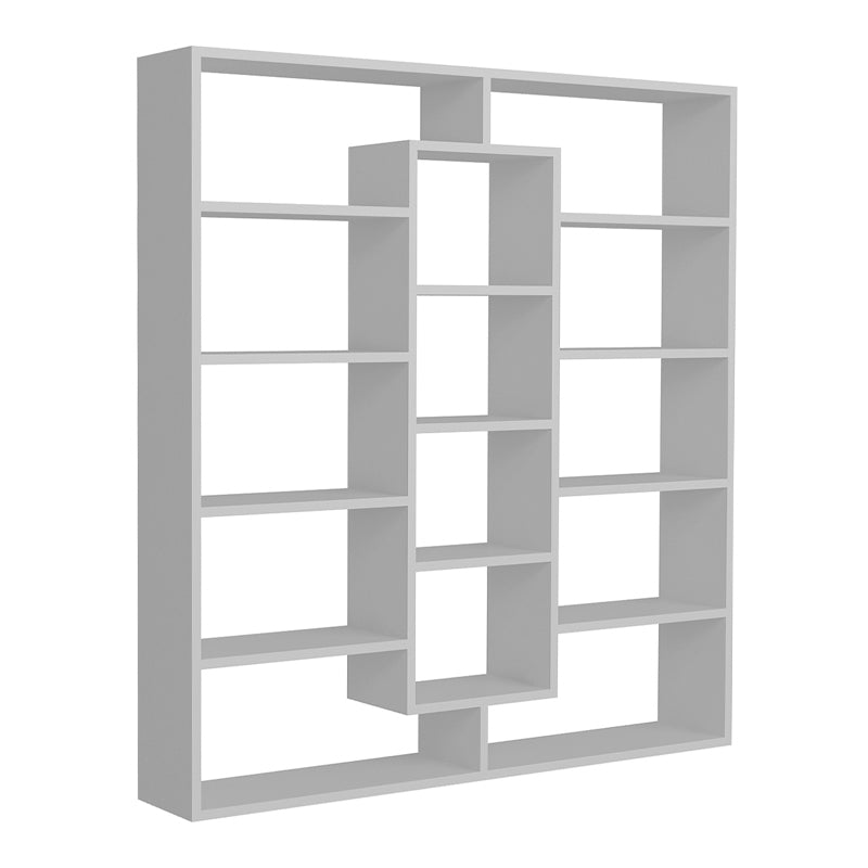 Stylish white Bookcase STEFANIE with dimensions 125x22x135.7 cm, featuring a melamine finish and ample storage space.