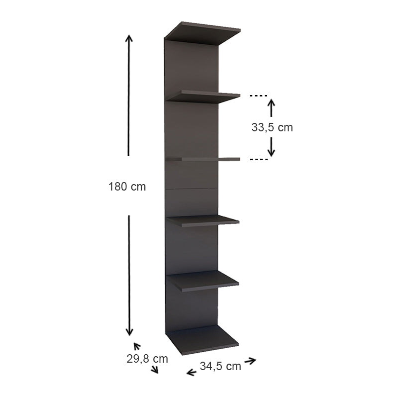 THOMAS Anthracite Bookcase, modern wall shelf with sleek design, perfect for home or office use.