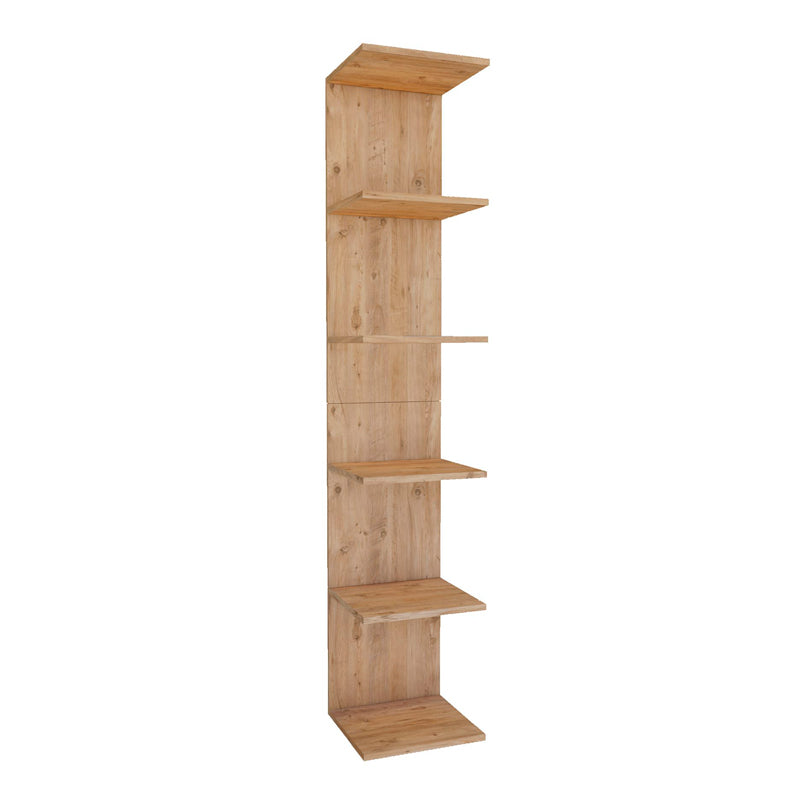 THOMAS Pine Oak Bookcase, modern wall shelf in oak color, showcasing its elegant design and spacious shelves.