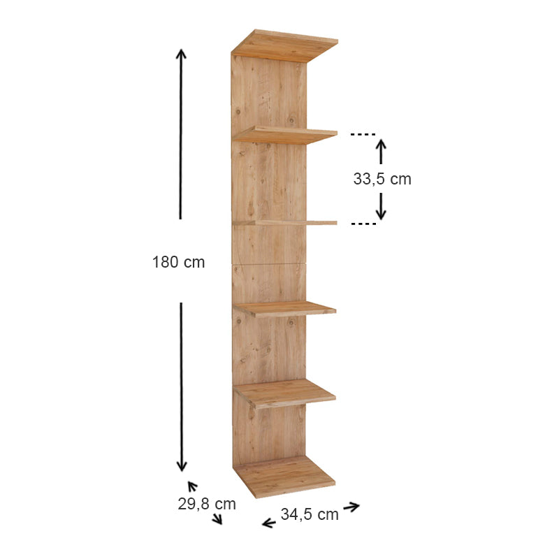 THOMAS Pine Oak Bookcase, modern wall shelf in oak color, showcasing its elegant design and spacious shelves.