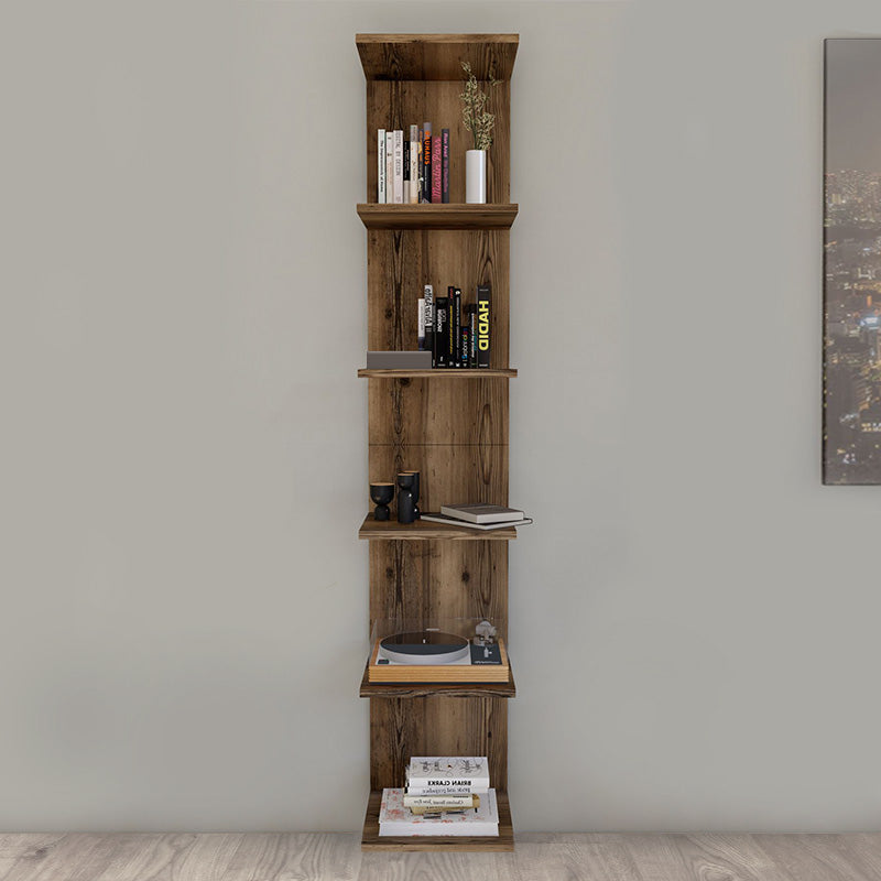 THOMAS Walnut Bookcase in smoked walnut finish, showcasing modern design and spacious shelves.