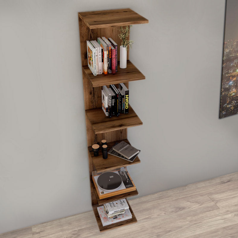 THOMAS Walnut Bookcase in smoked walnut finish, showcasing modern design and spacious shelves.