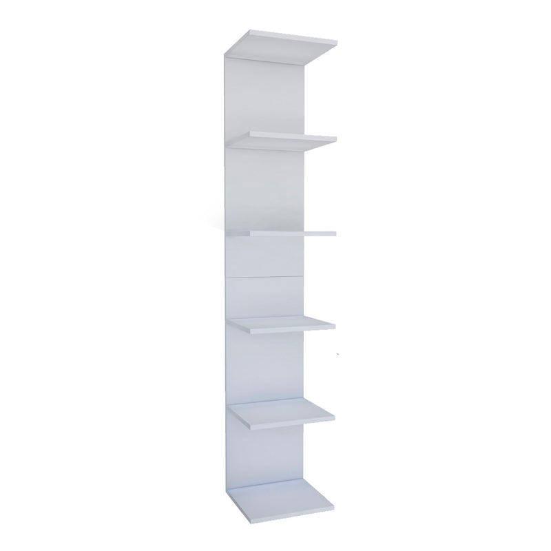 THOMAS White Bookcase with modern design, showcasing its sleek melamine finish and spacious shelves.