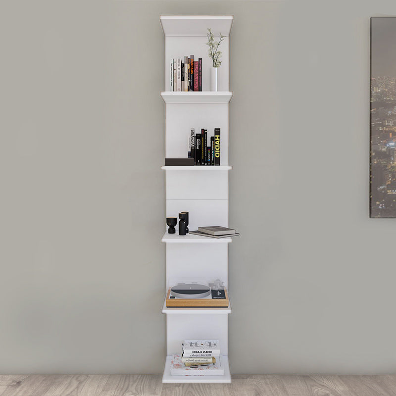 THOMAS White Bookcase with modern design, showcasing its sleek melamine finish and spacious shelves.