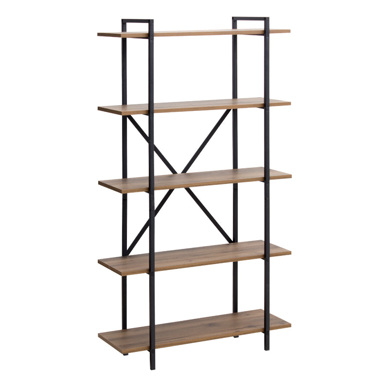 Bookcase UMBERTO in black and smoked walnut finish, showcasing its sleek design and spacious shelves.