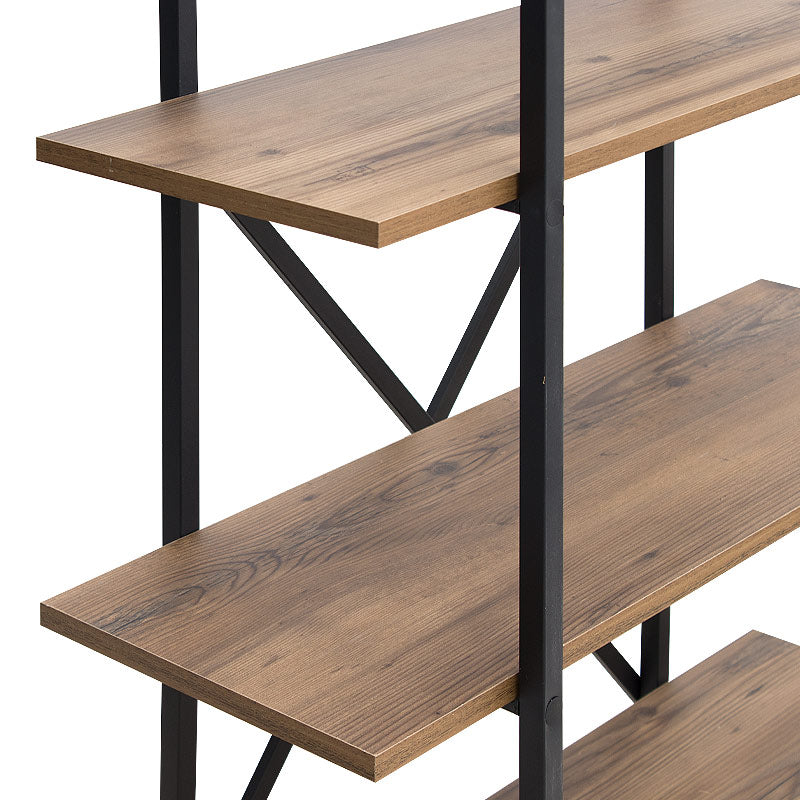 Bookcase UMBERTO in black and smoked walnut finish, showcasing its sleek design and spacious shelves.