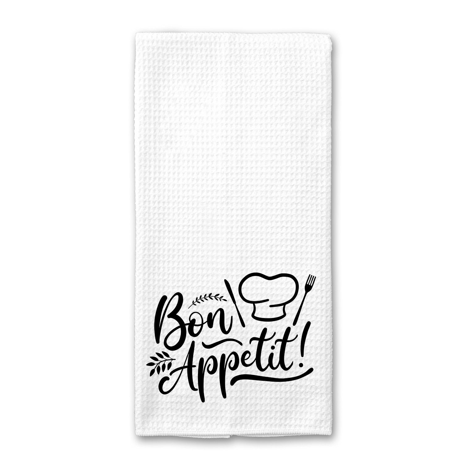 Bon Appetit Kitchen Towel in vibrant colors, showcasing its absorbent microfiber texture and stylish design, perfect for kitchen use.