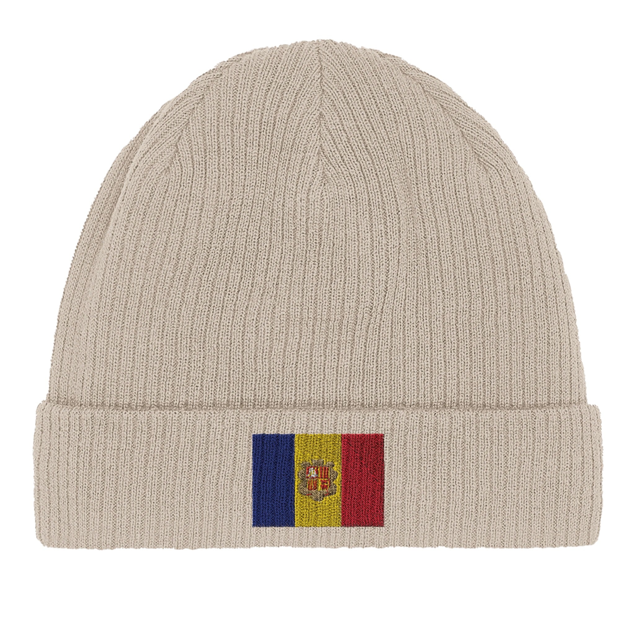 Bonnet en coton biologique avec le drapeau d'Andorre, léger et respirant, parfait pour toutes les saisons.