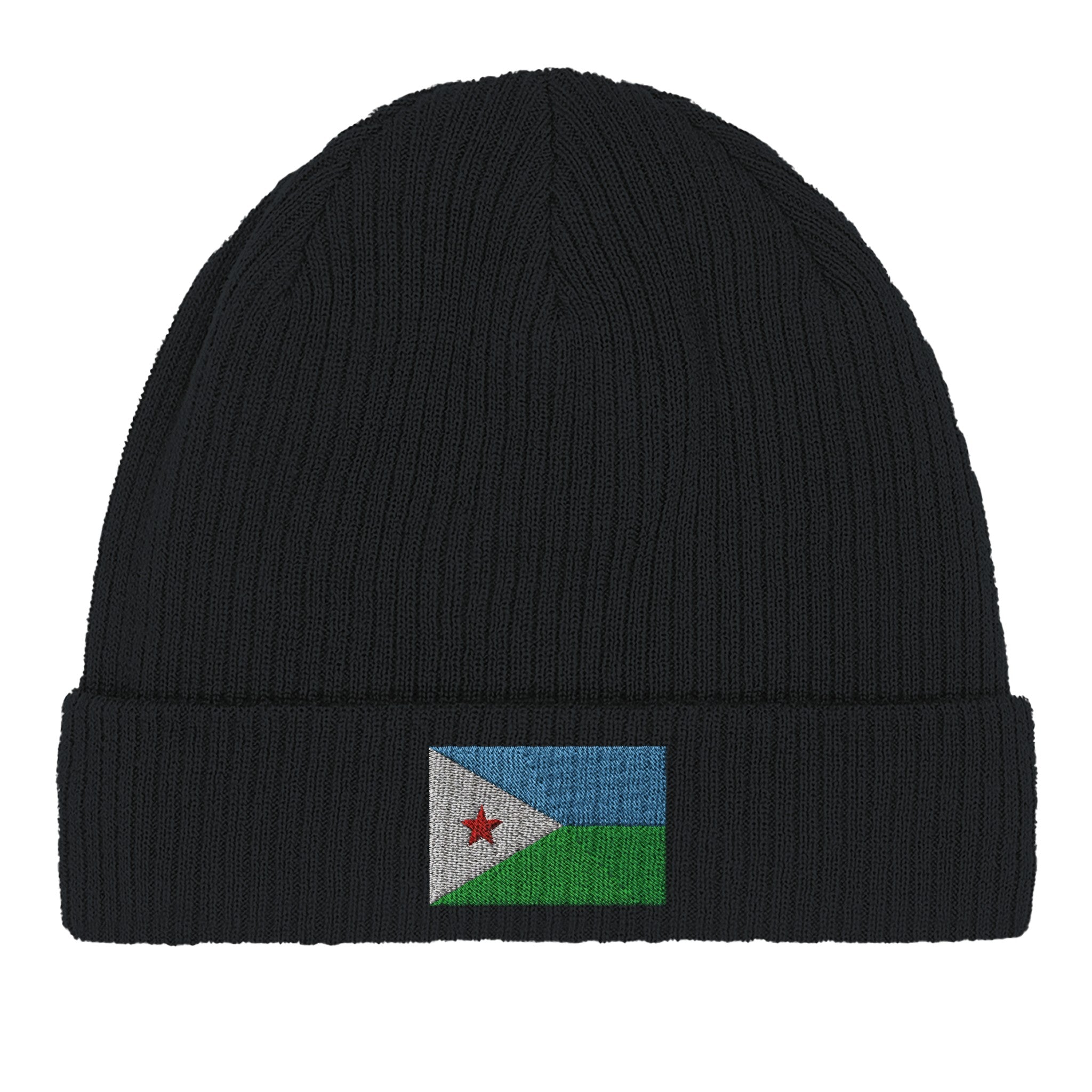 Bonnet en coton biologique avec le drapeau de Djibouti, léger et confortable, parfait pour un usage quotidien.