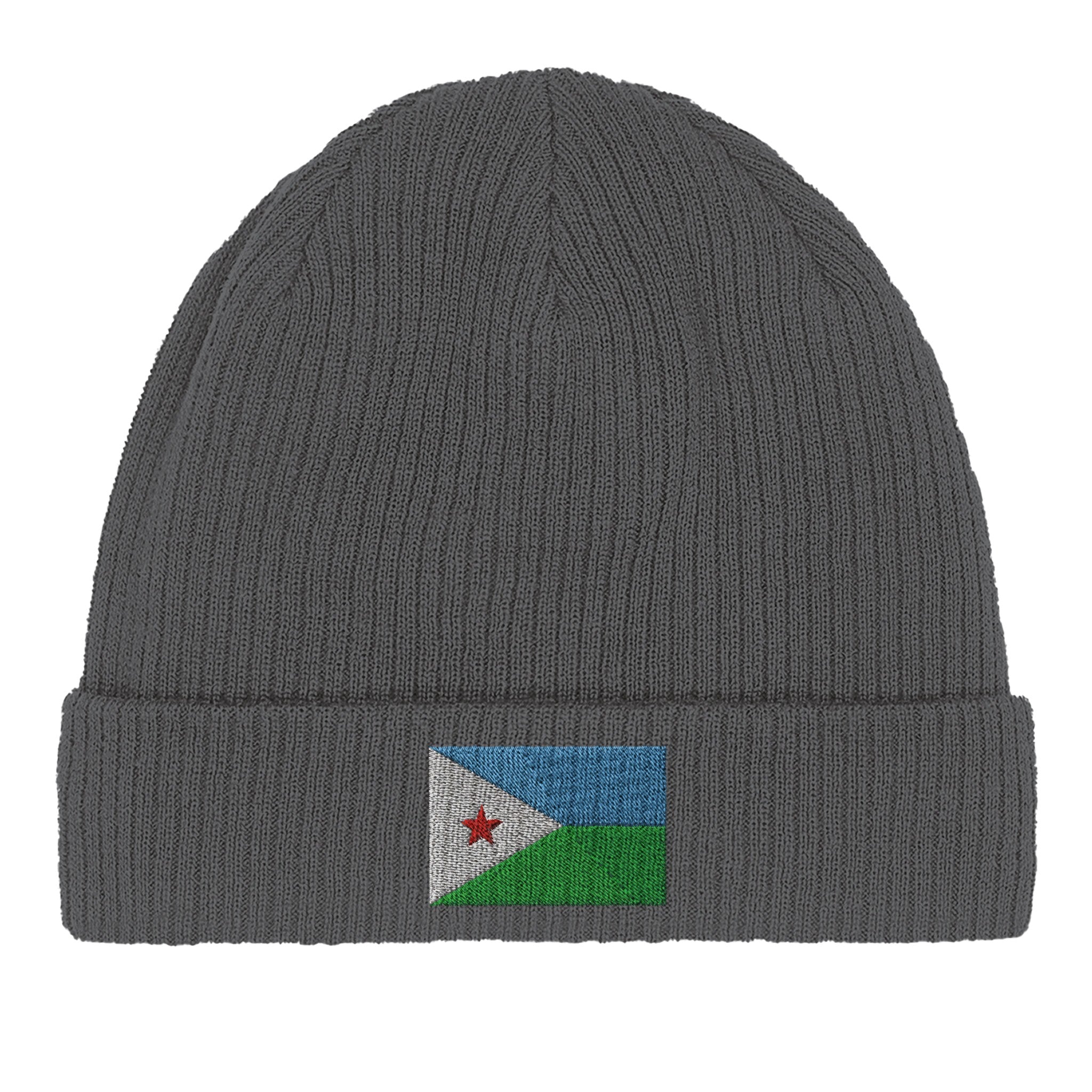 Bonnet en coton biologique avec le drapeau de Djibouti, léger et confortable, parfait pour un usage quotidien.