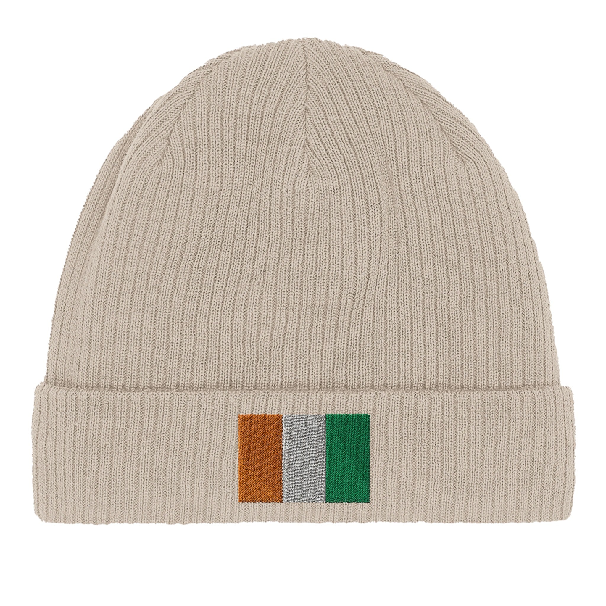 Bonnet en coton biologique avec le drapeau de la Côte d'Ivoire, léger et confortable, parfait pour toutes les saisons.