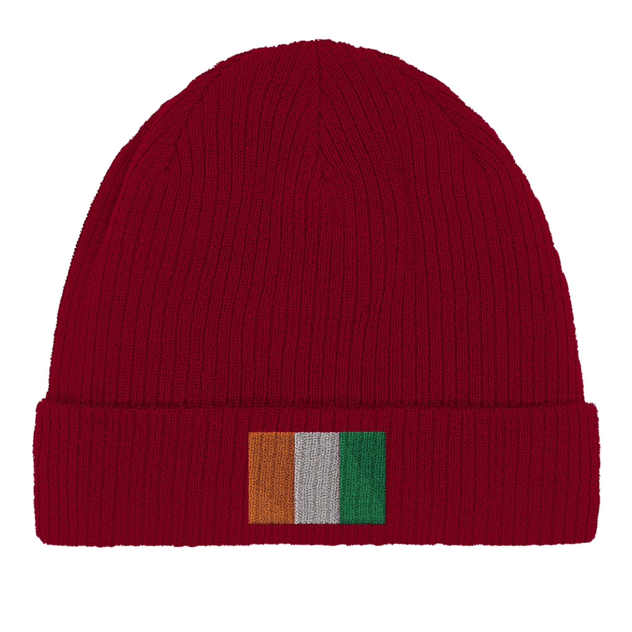 Bonnet en coton biologique avec le drapeau de la Côte d'Ivoire, léger et confortable, parfait pour toutes les saisons.