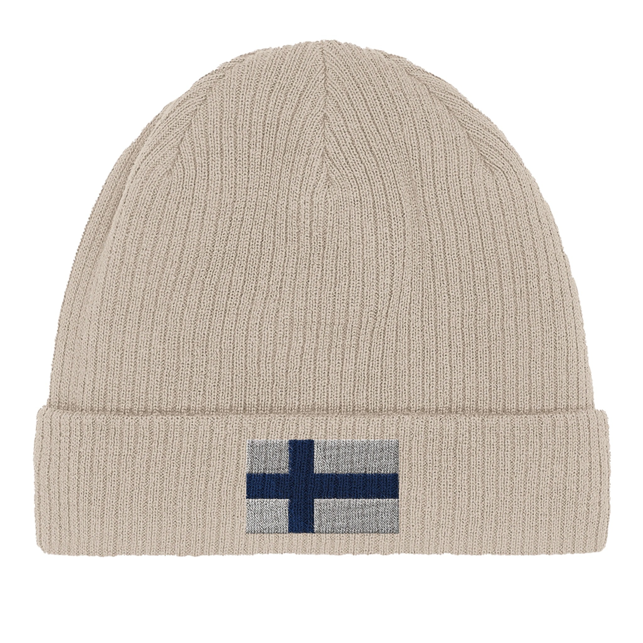 Bonnet en coton biologique avec le drapeau de la Finlande, léger et confortable, idéal pour toutes les saisons.