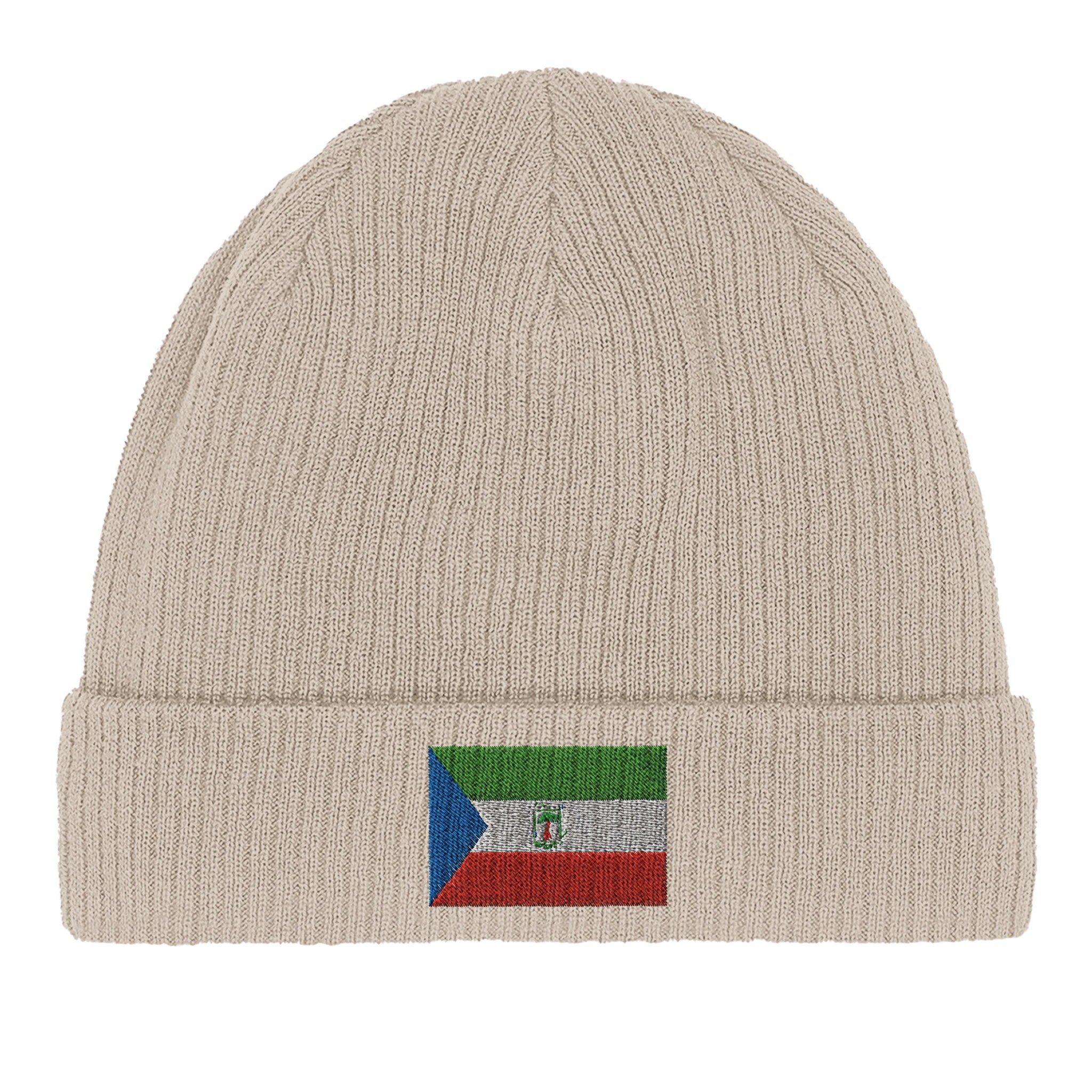 Bonnet en coton biologique avec le drapeau de la Guinée équatoriale, doux et léger, parfait pour un usage quotidien.