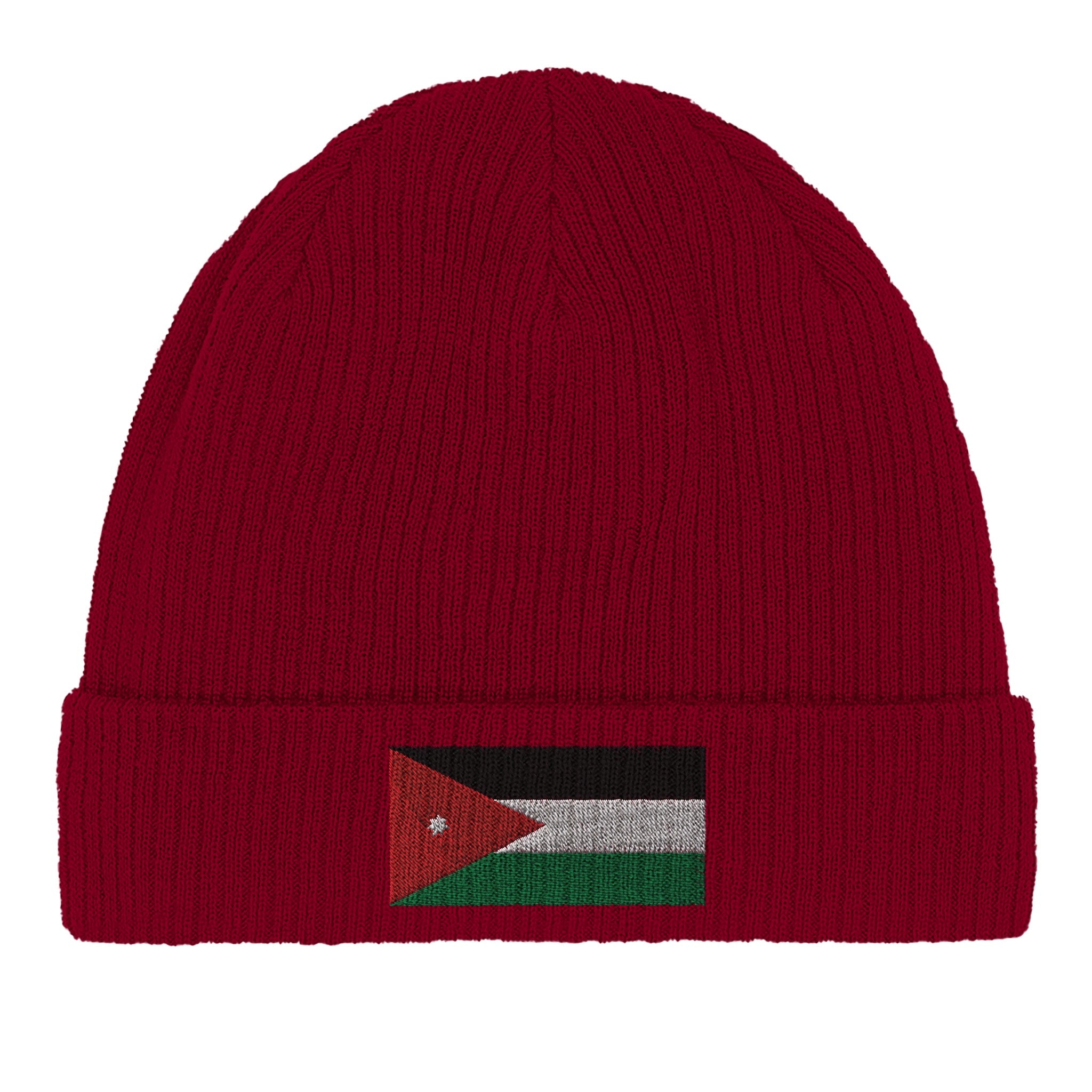 Bonnet en coton biologique Drapeau de la Jordanie, doux et léger, parfait pour un style éco-responsable.