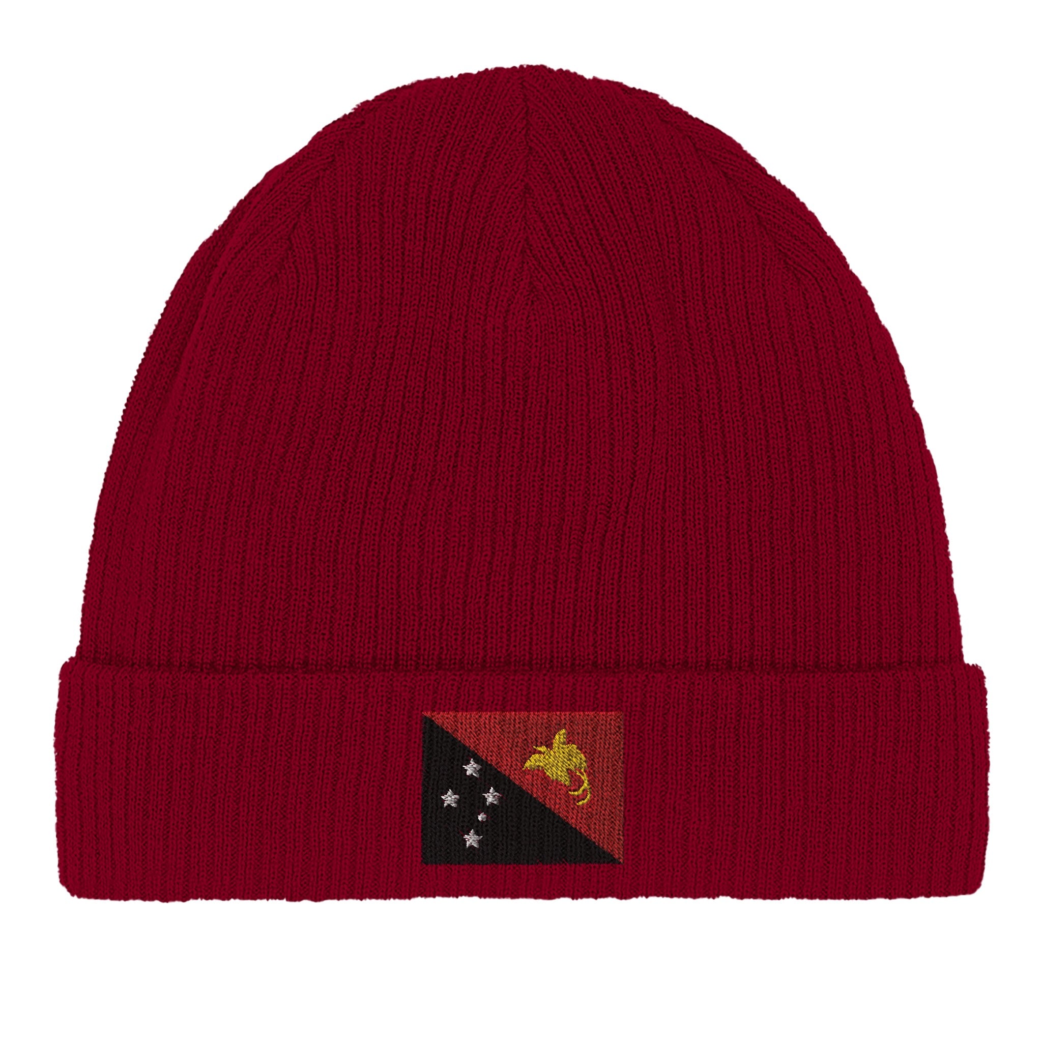 Bonnet en coton biologique avec le drapeau de la Papouasie-Nouvelle-Guinée, doux et confortable.