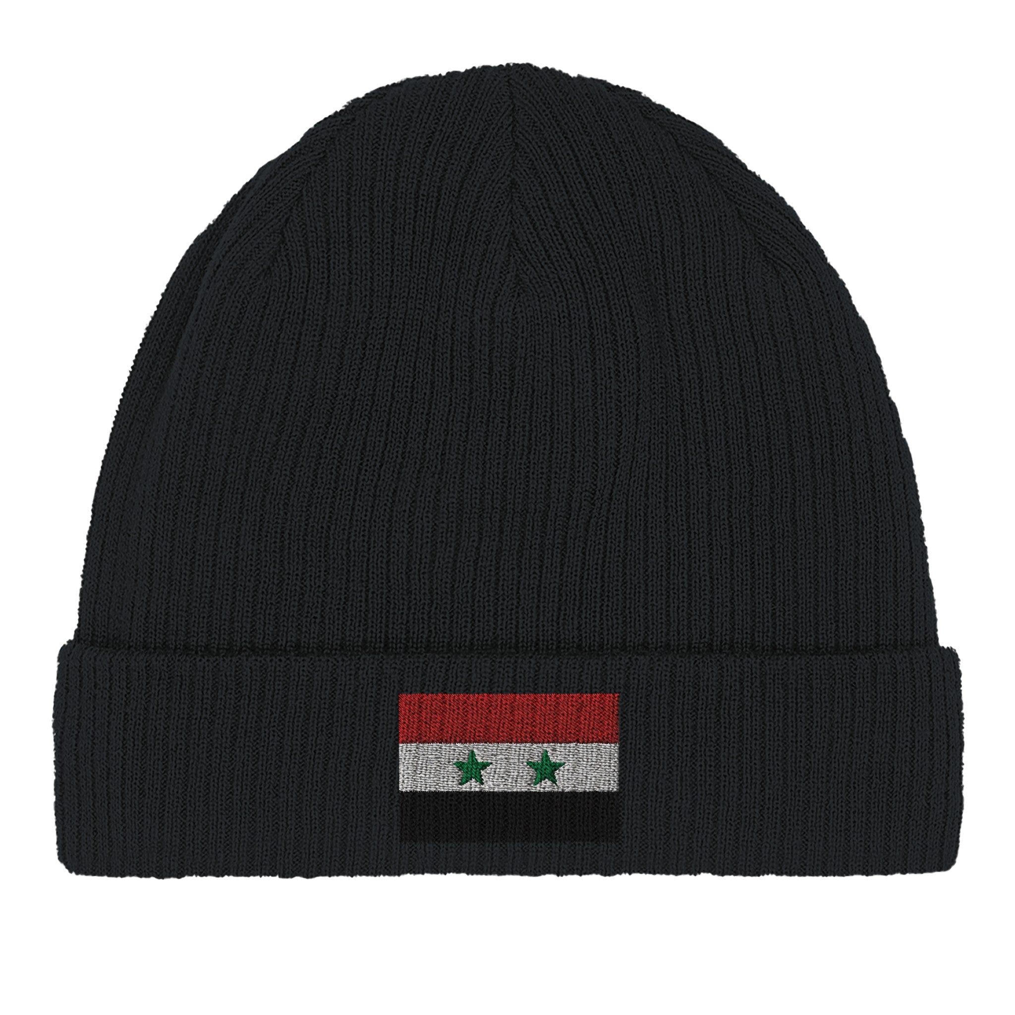 Bonnet en coton biologique avec le drapeau de la Syrie, léger et confortable, parfait pour un usage quotidien.