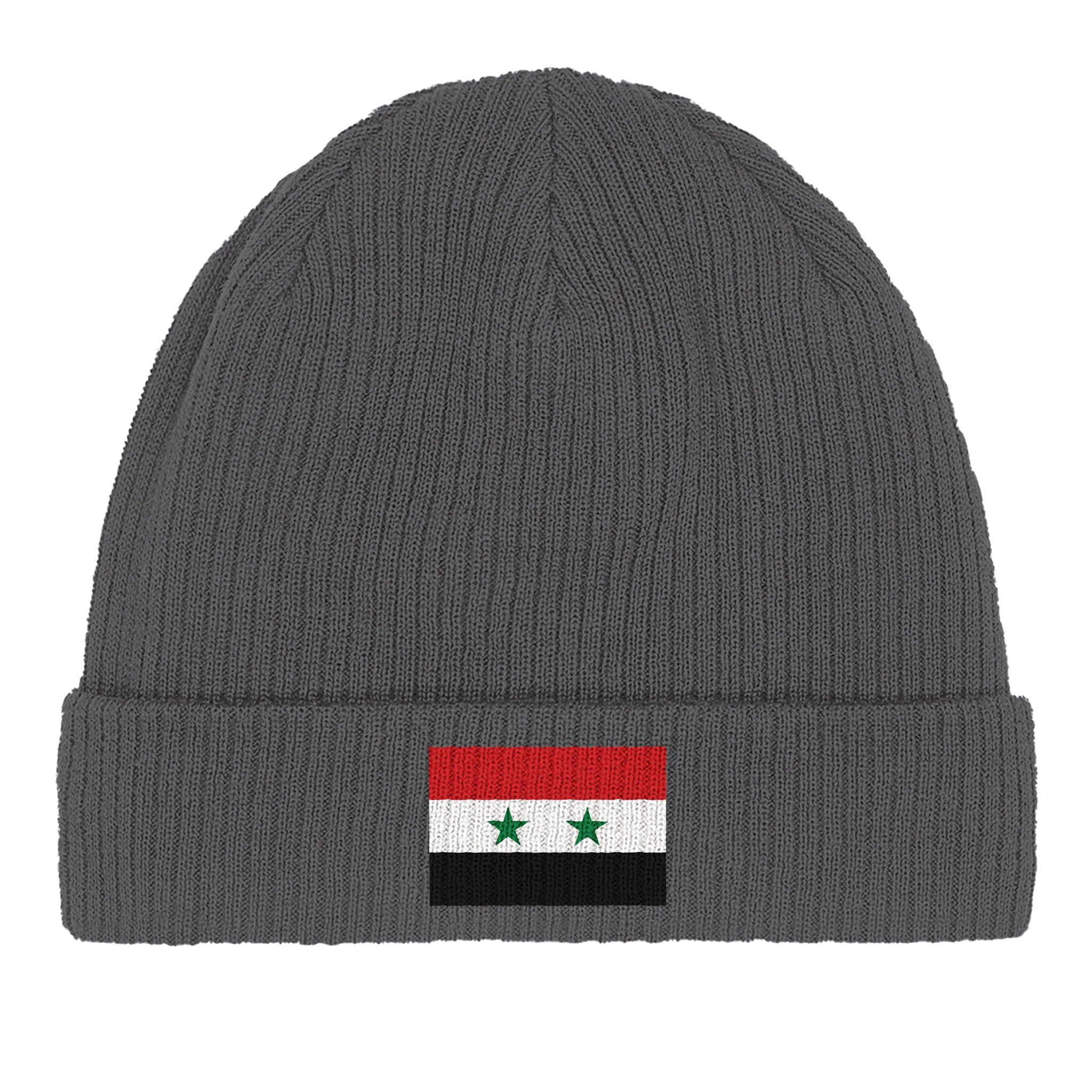 Bonnet en coton biologique avec le drapeau de la Syrie, léger et confortable, parfait pour un usage quotidien.