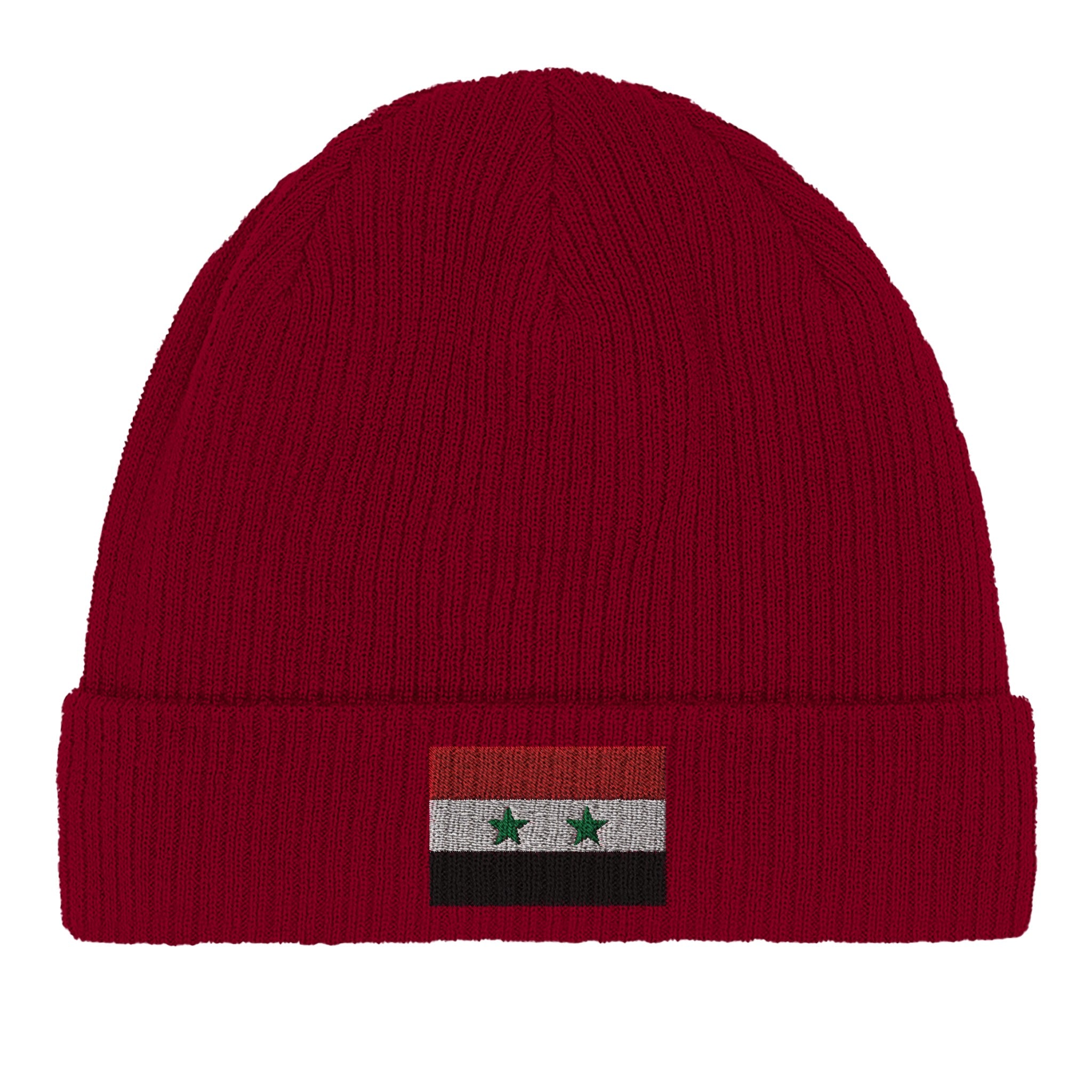 Bonnet en coton biologique avec le drapeau de la Syrie, léger et confortable, parfait pour un usage quotidien.