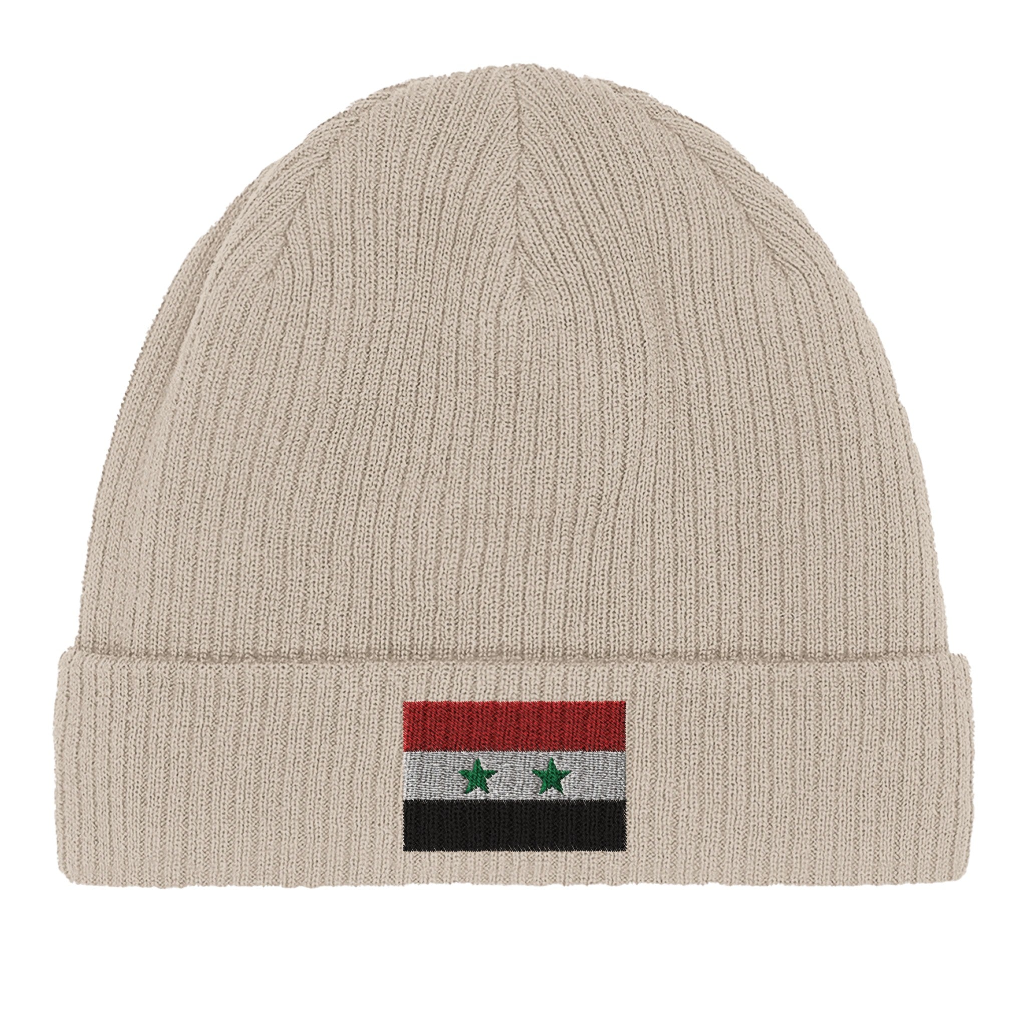 Bonnet en coton biologique avec le drapeau de la Syrie, léger et confortable, parfait pour un usage quotidien.