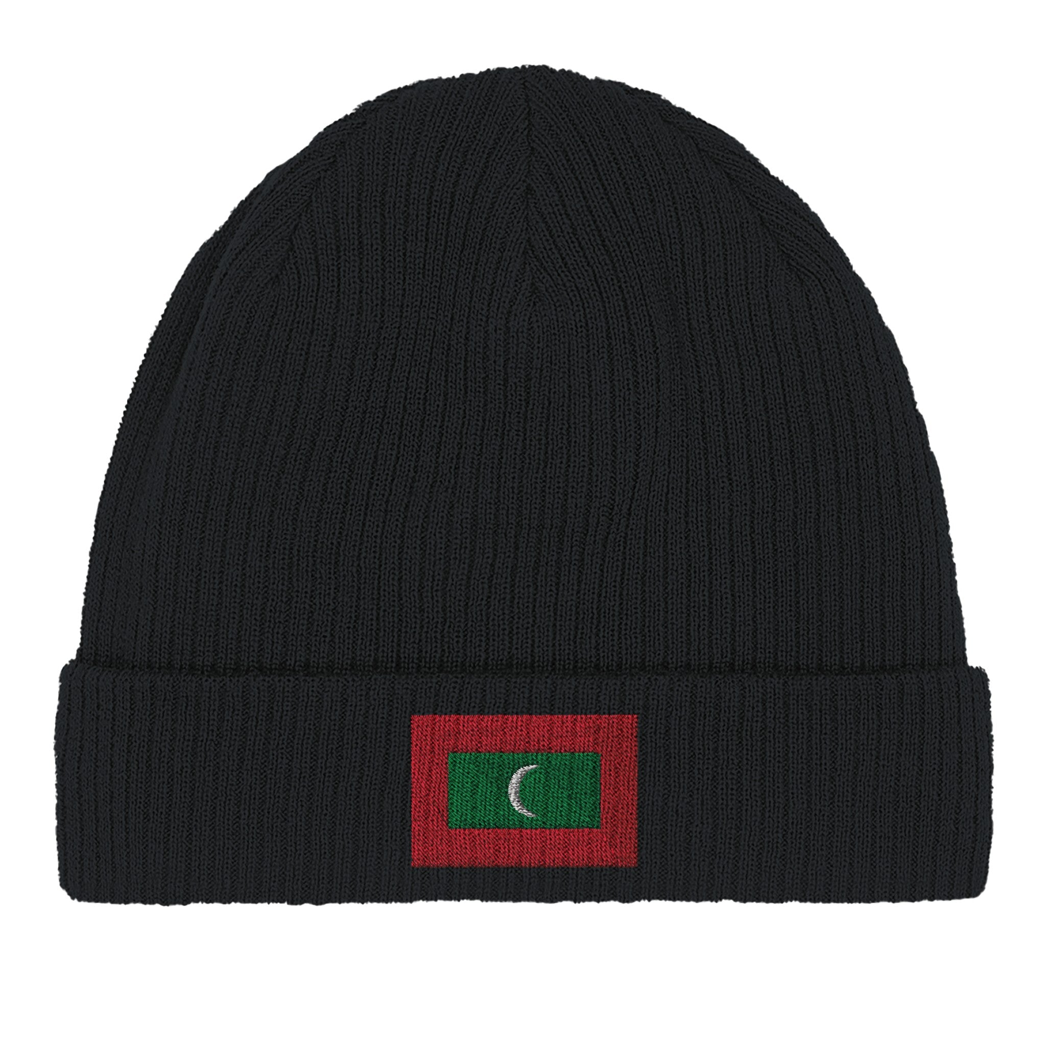 Bonnet en coton biologique Drapeau des Maldives, doux et léger, parfait pour un style éco-responsable.