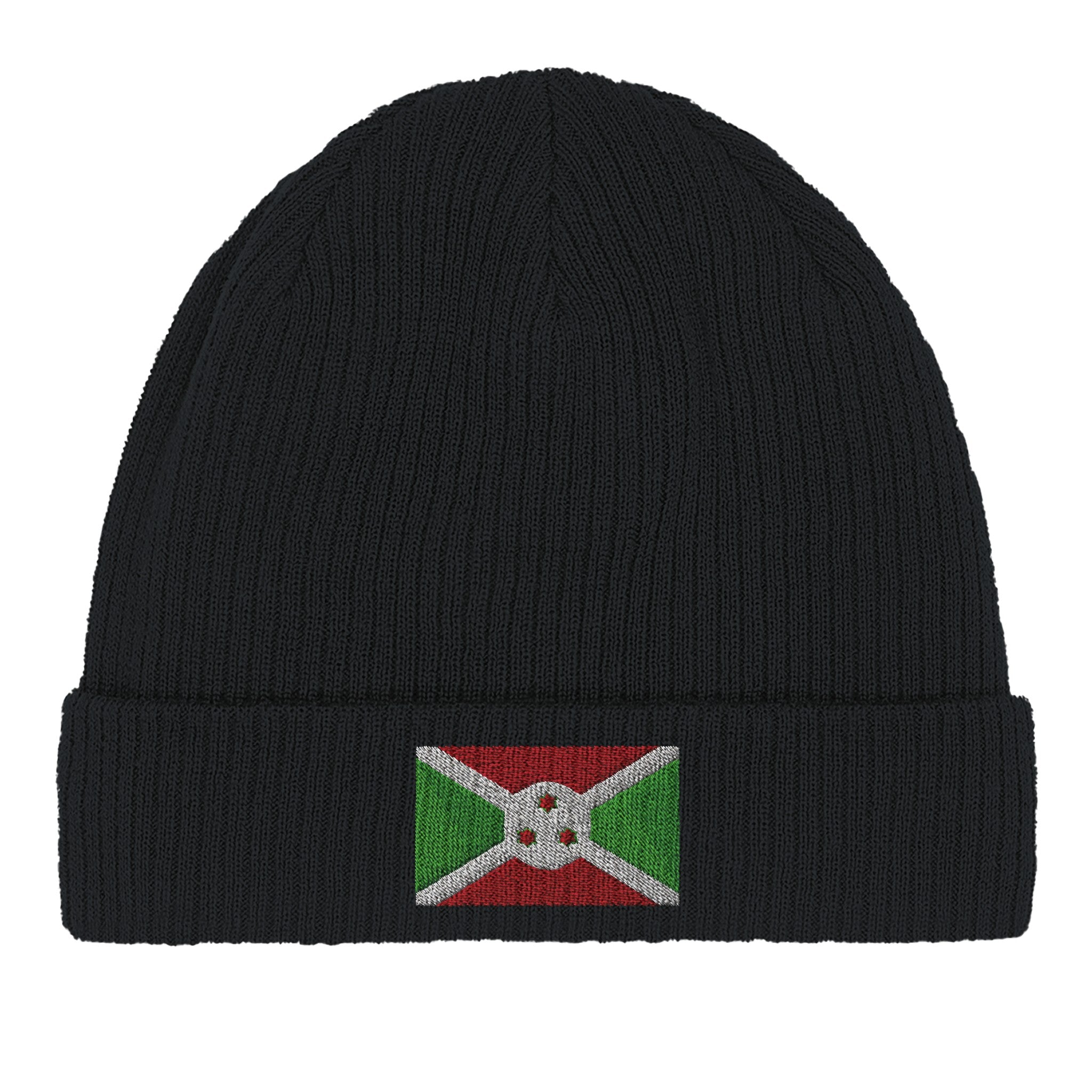 Bonnet en coton biologique avec le drapeau du Burundi, léger et confortable, parfait pour toutes les saisons.